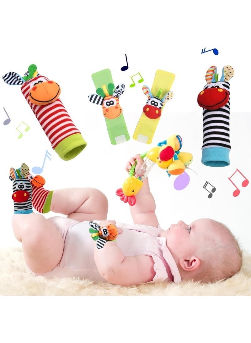 جونيس خُشَاخِيشُ مِعْصَمٍ لِلْأَطْفَال، ٤ قِطَعٍ مِنْ أَشْرِطَةِ الخُشَاخِيشِ لِلْمِعْصَمِ وَالجَوَارِبِ بِشَكْلِ حِمَار، أَلْعَاب تَنْمِيَّةٍ وَمُساعِدَةِ تَتَبُّعِ الحَرَكَةِ هَدِيَّة لِلْأَطْفَالِ الصِّغَارِ الذُّكُورِ وَالإِنَاثِ - Image 1